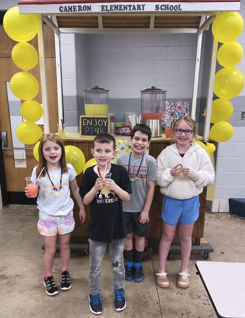 Pictured from left enjoying a cold glass of lemonade are Emilia Simms, Blake Chaplin, Silas Whitlatch and Olivia O'Neil.